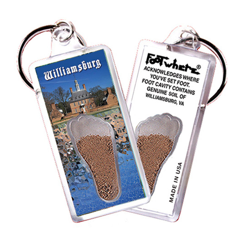 Williamsburg, VA FootWhere® Souvenir Key Chain. 72 pieces/6 assorted styles.