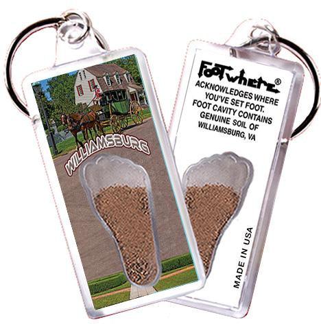 Williamsburg, VA FootWhere® Souvenir Key Chain. Made in USA-FootWhere® Souvenirs