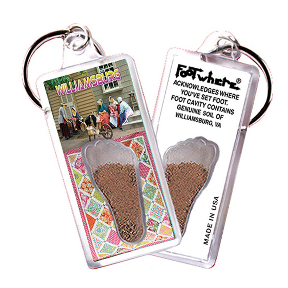 Williamsburg, VA FootWhere® Souvenir Key Chain. 72 pieces/6 assorted styles.