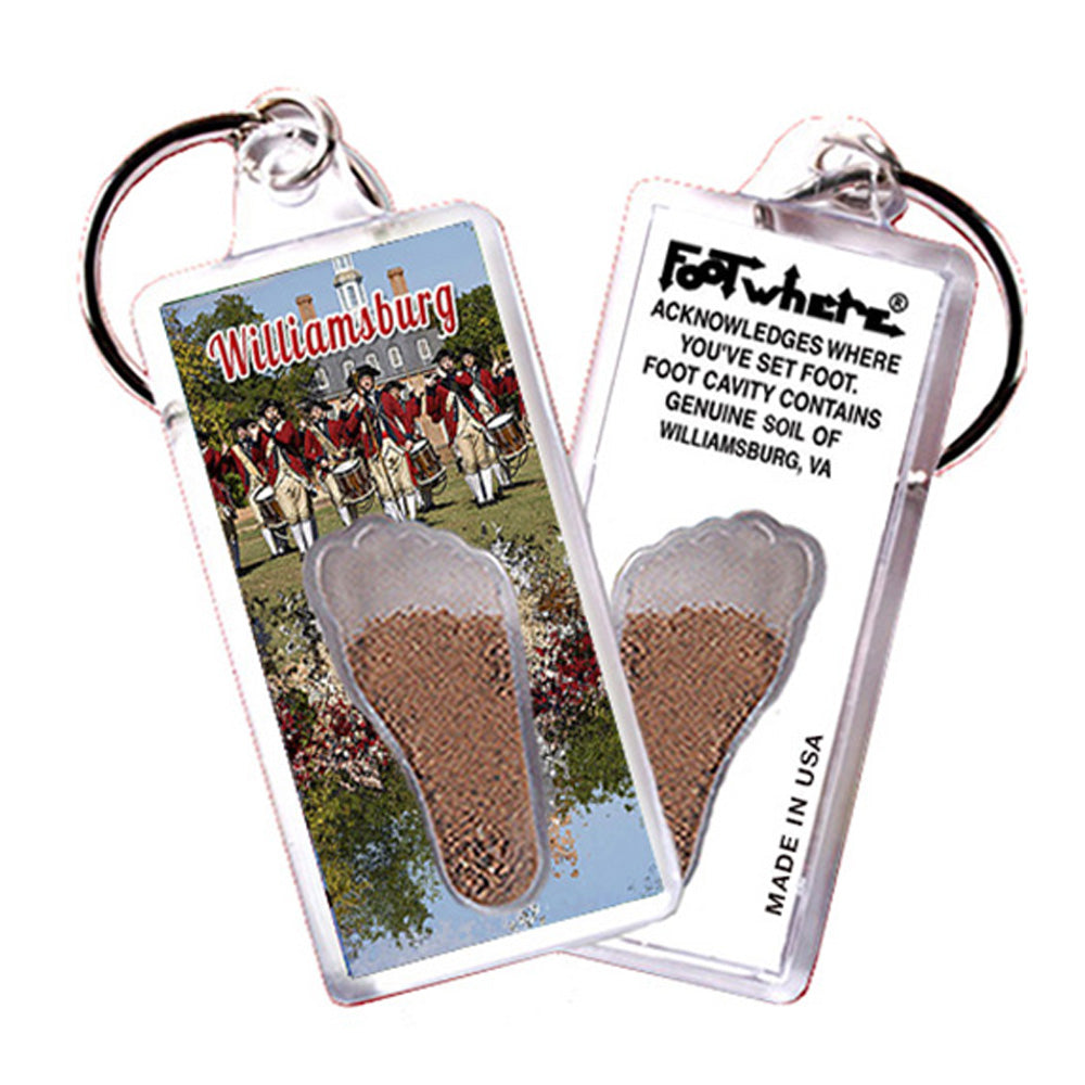 Williamsburg, VA FootWhere® Souvenir Key Chain. 72 pieces/6 assorted styles.