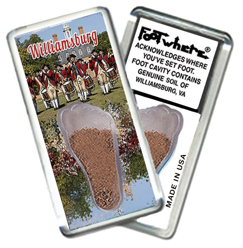 Williamsburg, VA FootWhere® Souvenir Magnet. 72 pieces/6 assorted styles.