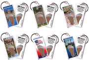 Williamsburg FootWhere® Souvenir Keychains. 6 Piece Set. Made in USA - FootWhere® Souvenir Shop