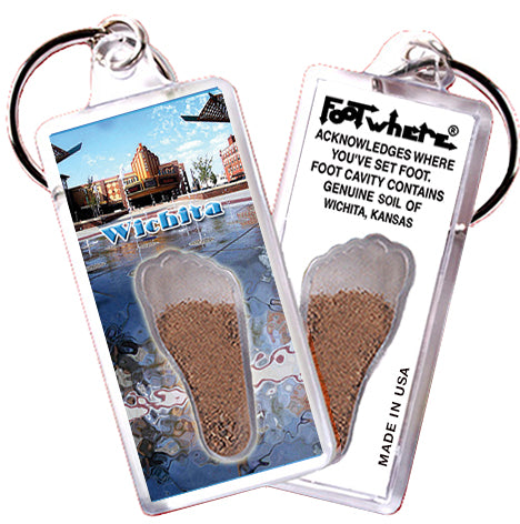 Wichita, KS FootWhere® Souvenir Key Chain. 72 pieces/6 assorted styles.