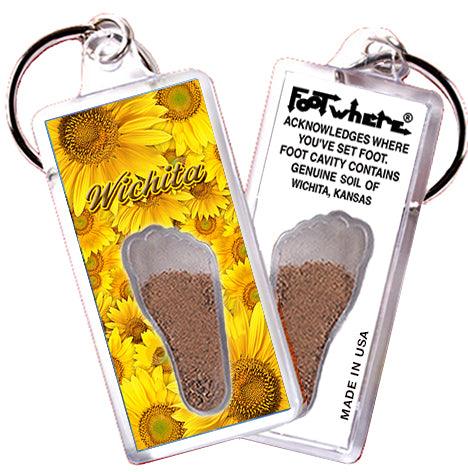 Wichita FootWhere® Souvenir Keychains. 6 Piece Set. Made in USA - FootWhere® Souvenir Shop