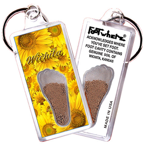 Wichita, KS FootWhere® Souvenir Key Chain. 72 pieces/6 assorted styles.