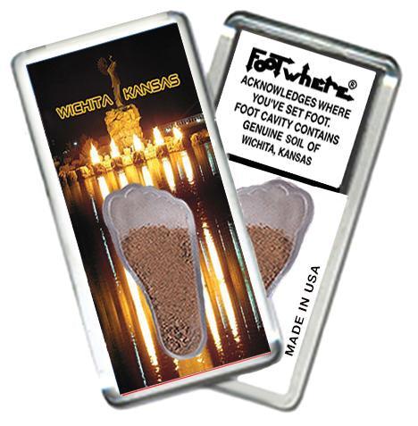 Wichita, KS FootWhere® Souvenir Fridge Magnet. Made in USA-FootWhere® Souvenirs