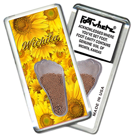 Wichita, KS FootWhere® Souvenir Magnet. 72 pieces/6 assorted styles.
