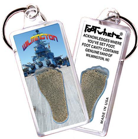 Wilmington, NC FootWhere® Souvenir Keychain. Made in USA-FootWhere® Souvenirs