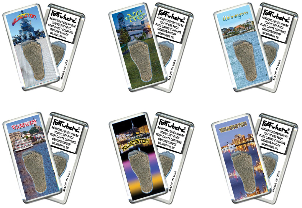 Wilmington FootWhere® Souvenir Fridge Magnets. 6 Piece Set. Made in USA - FootWhere® Souvenir Shop