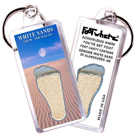 White Sands FootWhere® Souvenir Keychain. Made in USA-FootWhere® Souvenirs