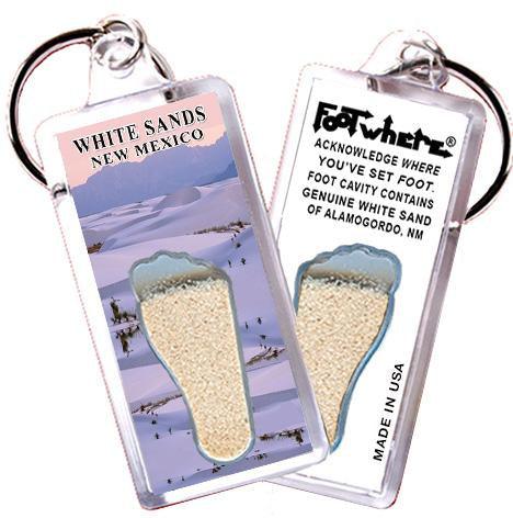 White Sands FootWhere® Souvenir Keychain. Made in USA-FootWhere® Souvenirs