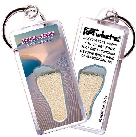 White Sands FootWhere® Souvenir Keychain. Made in USA-FootWhere® Souvenirs