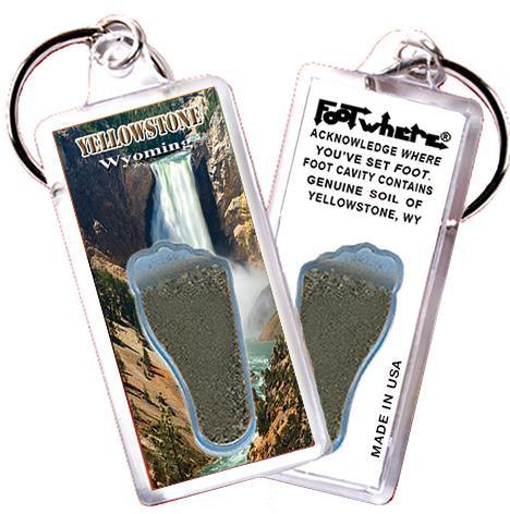 Yellowstone, WY FootWhere® Souvenir Keychain. Made in USA-FootWhere® Souvenirs