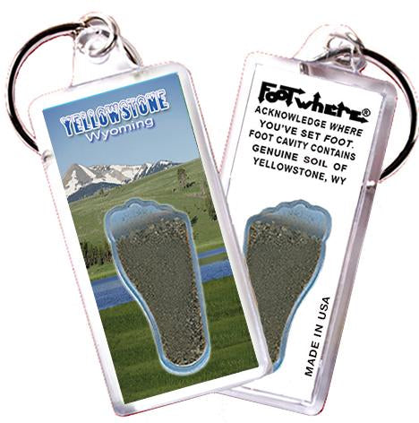 Yellowstone, WY FootWhere® Souvenir Keychain. 72 pieces/6 assorted styles.-FootWhere® Souvenirs